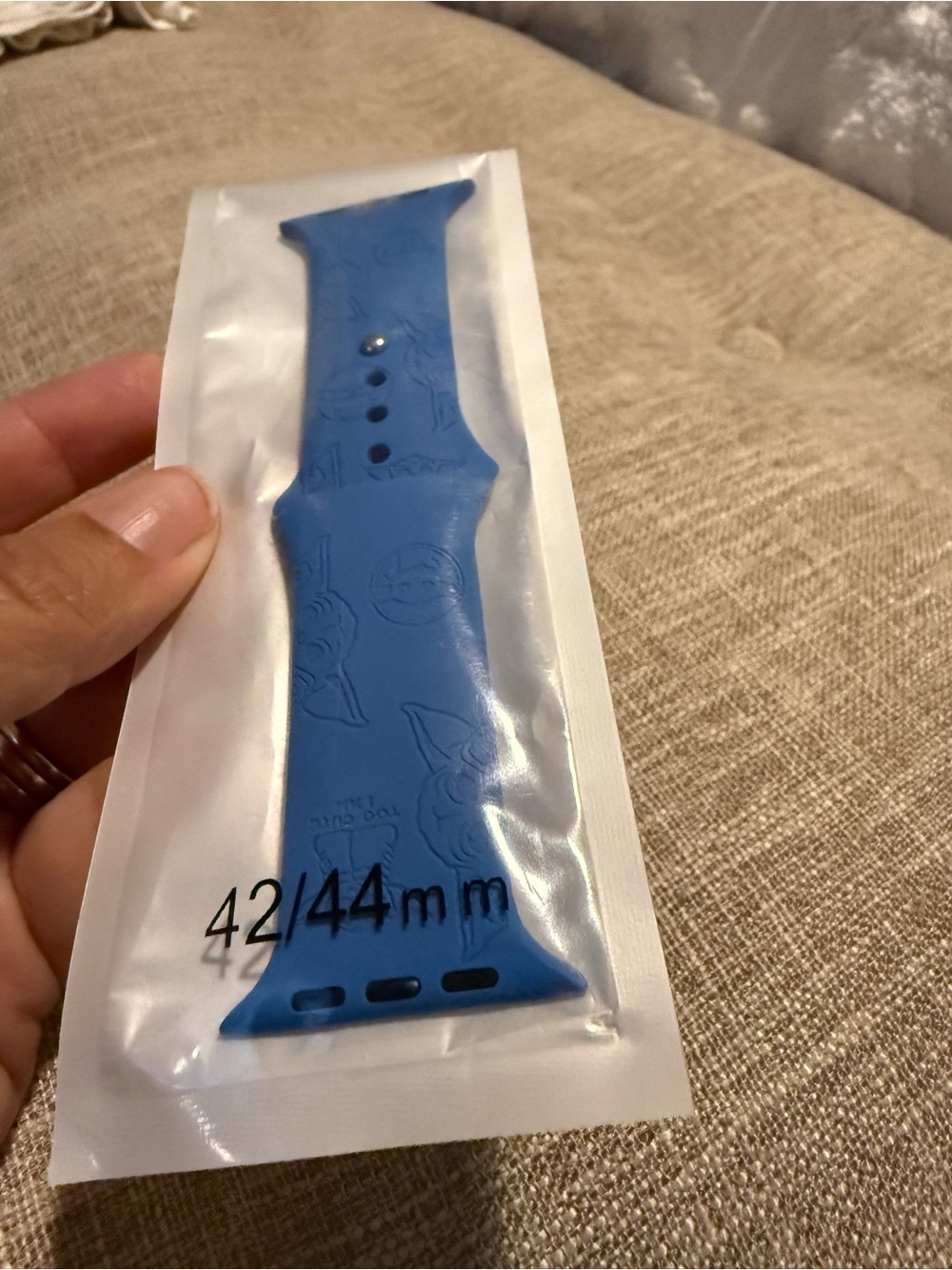 Baby Yoda Blue Silicone 42/44mm Watch Band with Patterned Design
